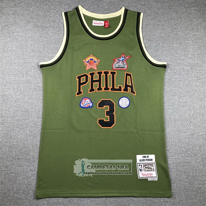 Camiseta Philadelphia 76ers Allen Iverson NO 3 Mitchell & Ness 1996-97 Verde